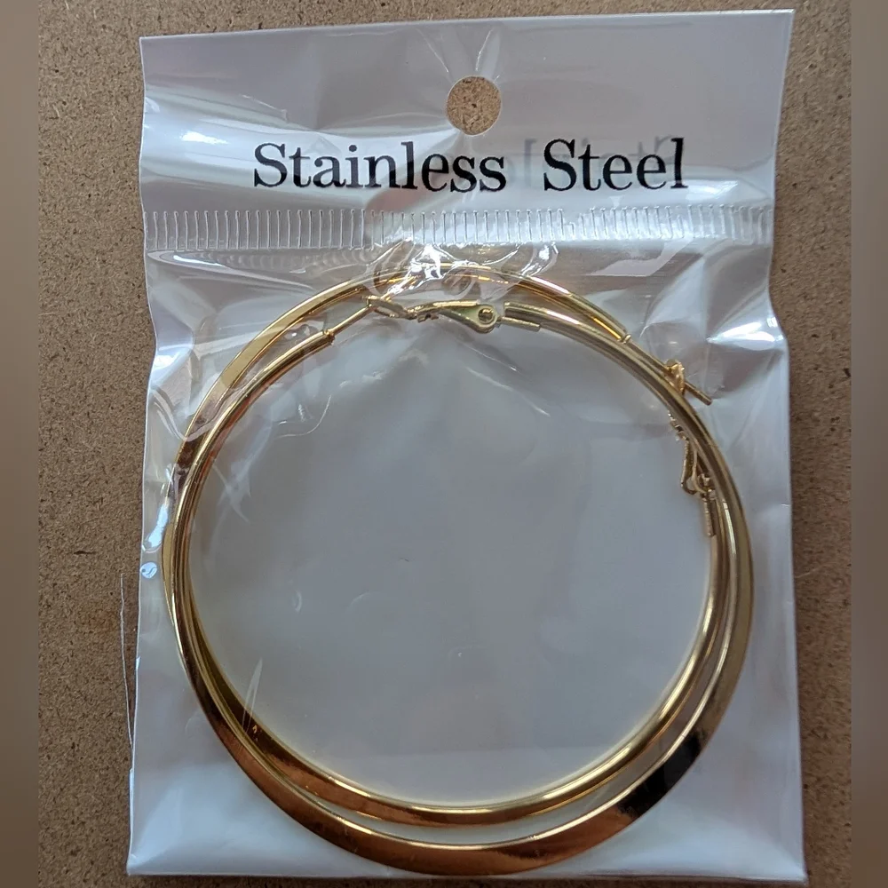 Stainless Steel Gold Minimalist Hoop Earrings